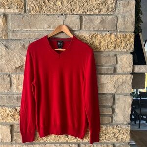 Jos. A. Bank V-Neck Wool Sweater Red Size Medium